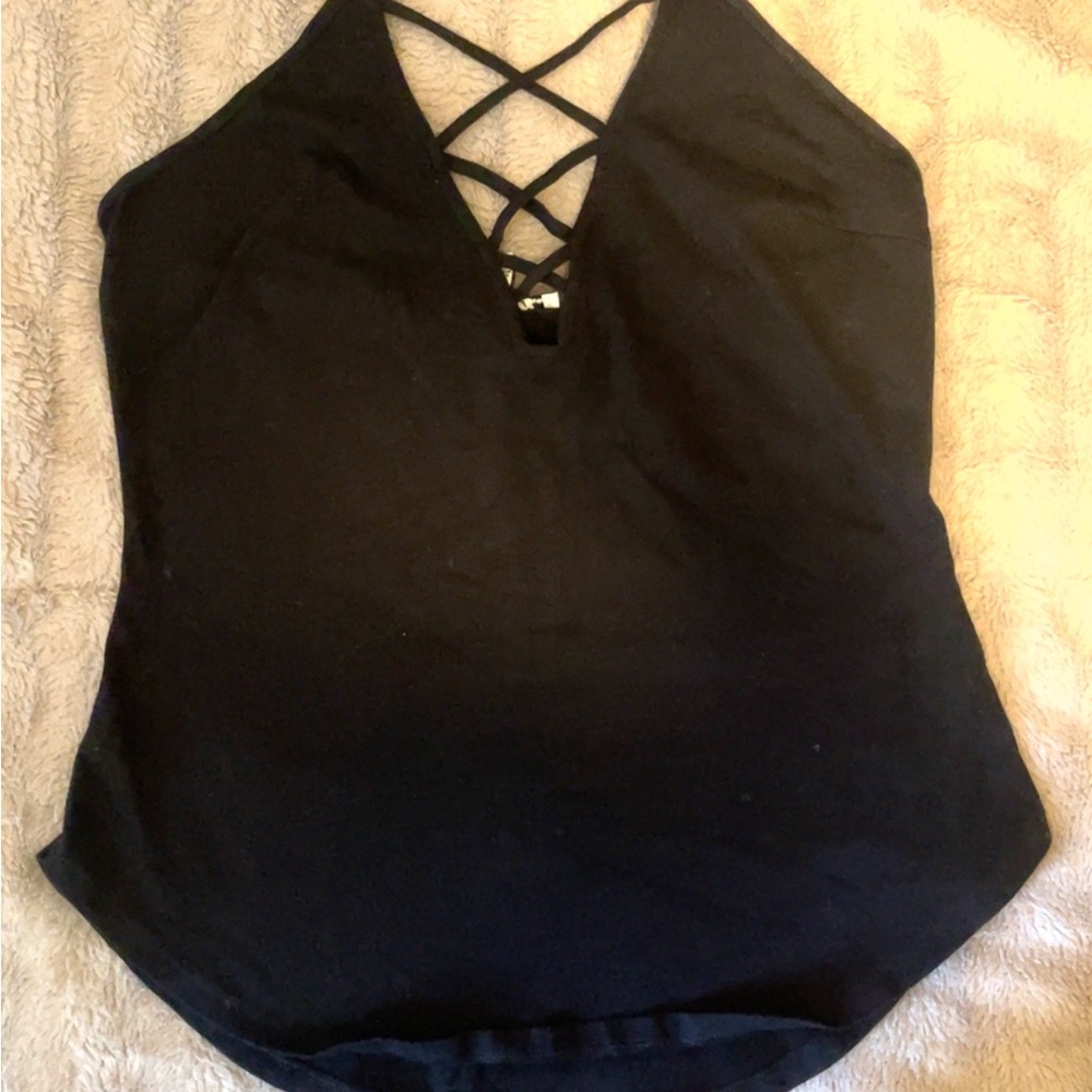 Express Black Sleeveless Backless Bodysuit